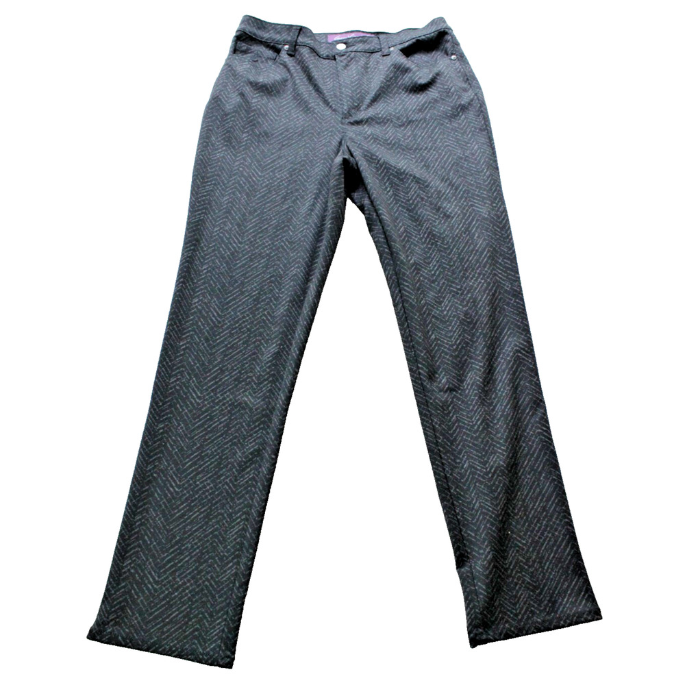 Gloria Vanderbilt Amanda Gray Print Straight Pants Size 10